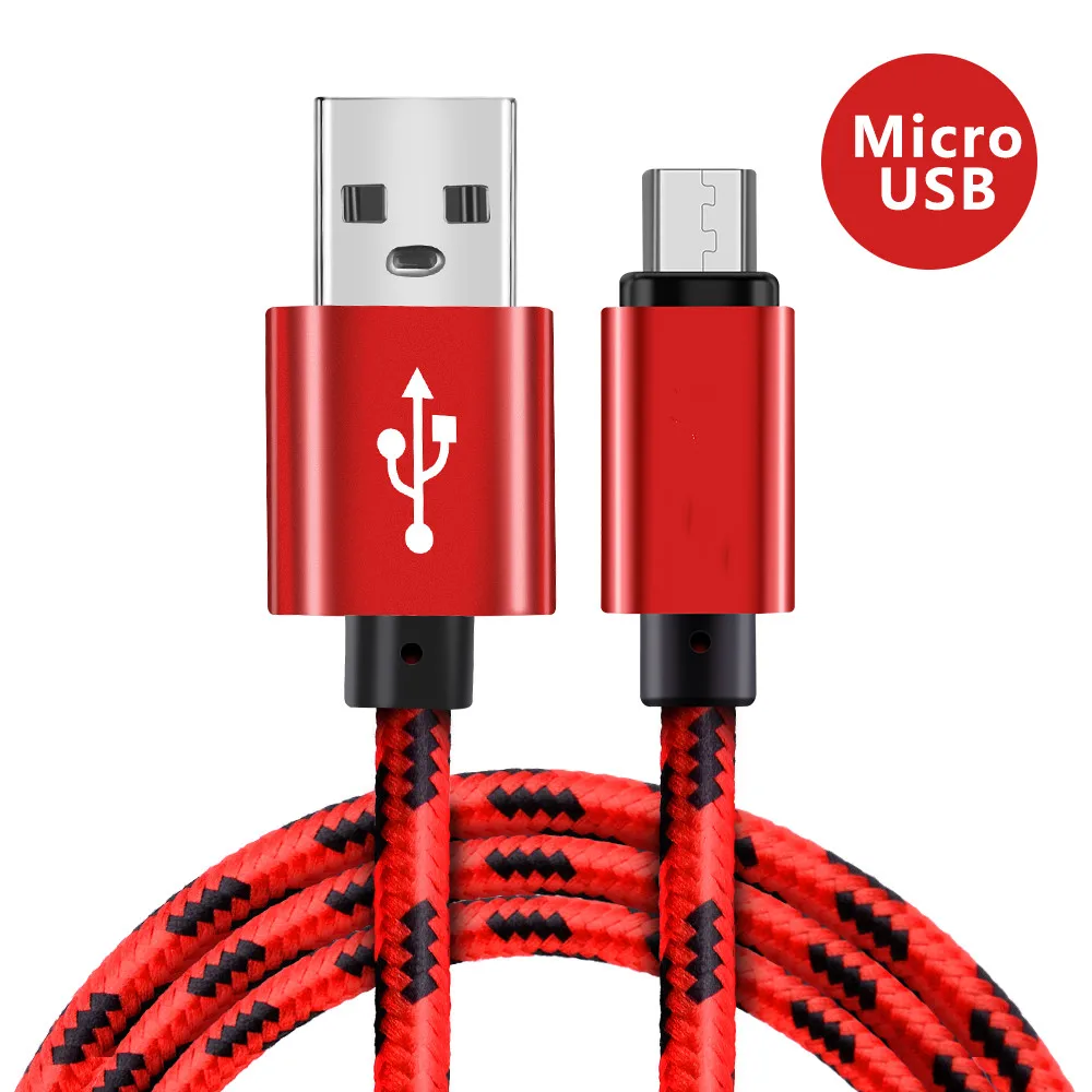 2.4A Micro USB кабель для быстрой синхронизации данных и зарядки для samsung Xiaomi huawei Android Microusb нейлоновые плетеные кабели для мобильных телефонов - Цвет: Red Micro USB