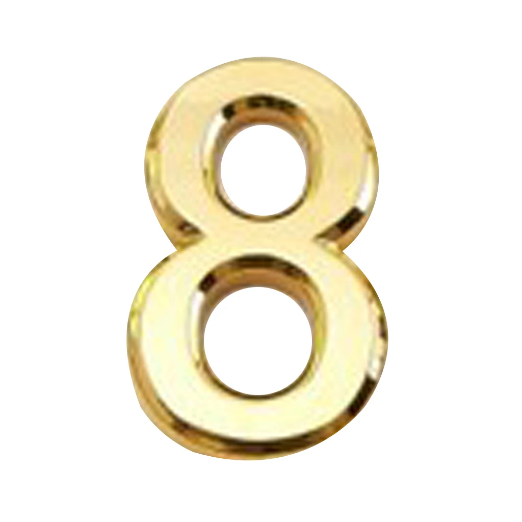 Golden Brass Plastic House Hotel Door Number Self Adhesive Building Sign 2