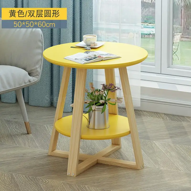 Простой журнальный столик из твердой древесины в скандинавском стиле, стол для гостиной, небольшой круглый стол, маленькая квартира, креативный балкон, маленький круглый стол - Цвет: same as picture11