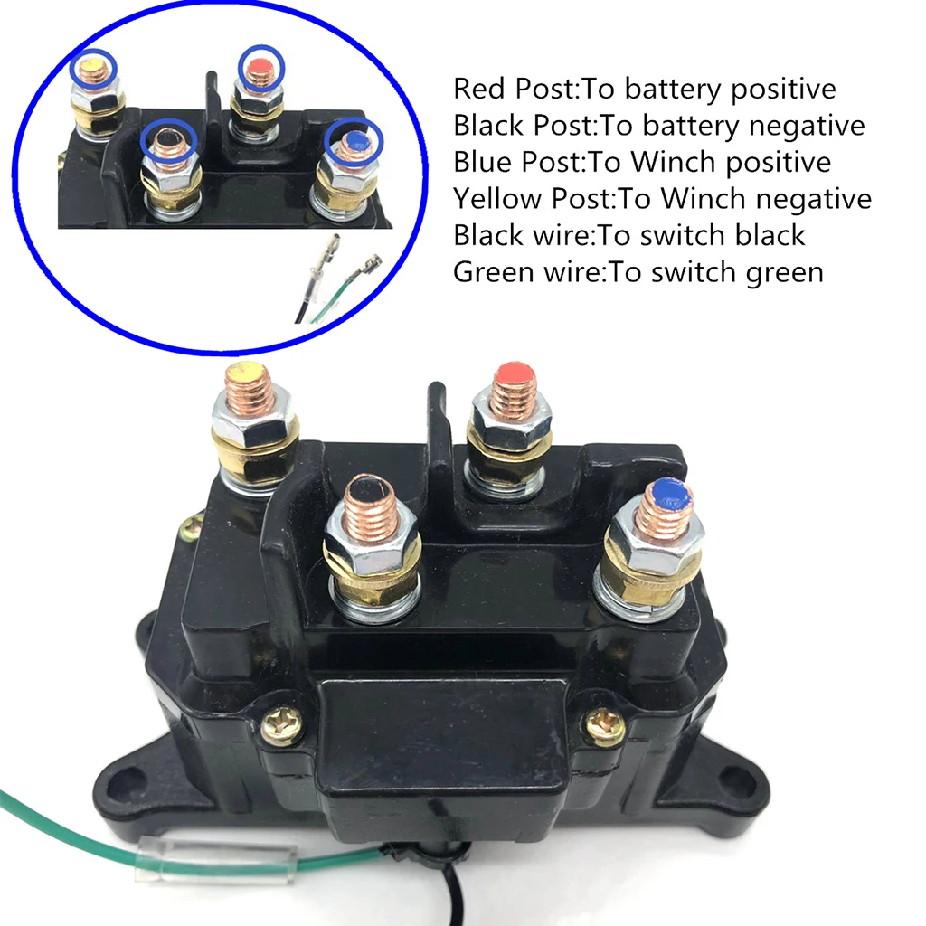 12V 250A Solenoid Relay Contactor Winch Rocker Switch Thumb For ATV UTV