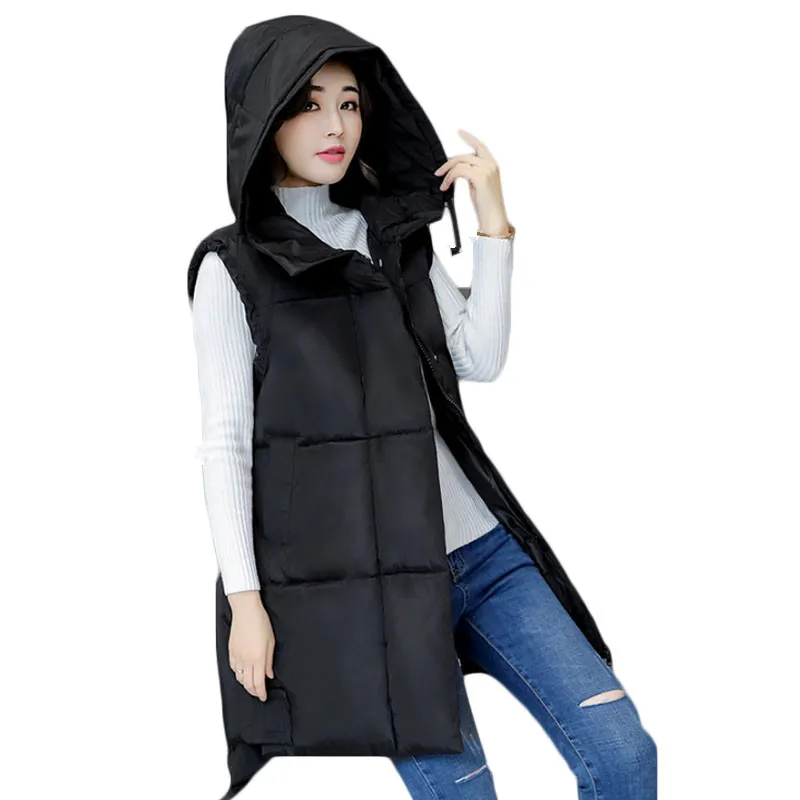 Новое поступление 2017 Женская осенне-зимняя куртка жилет средней длины с