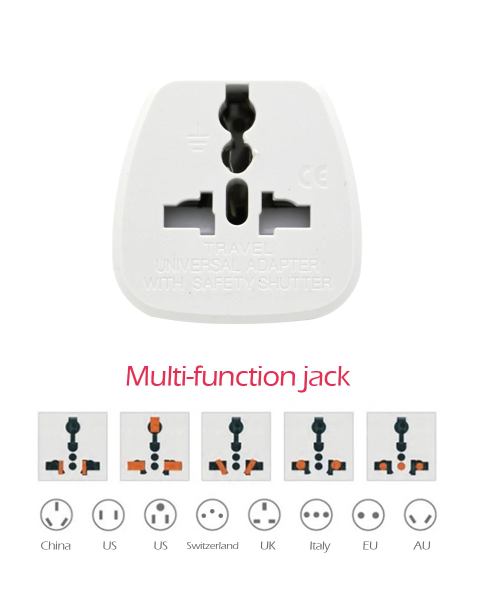 1pc 250V10A AU UK US To EU Plug Power Adapter White Color Travel Power Plug Adaptor Converter Wall Charger 2 Round Pin Socket (10)