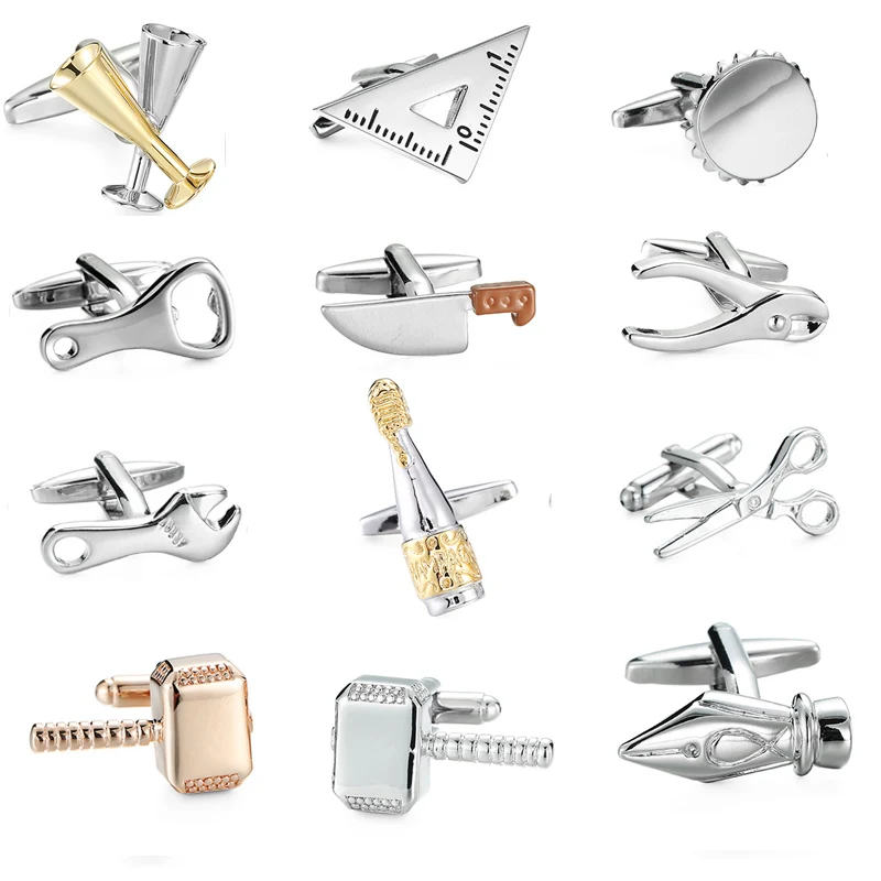 

High quality men's shirt cuff button brand new fashion brand / hammer / spanner / bottle / kitchen knife / scissors Cuff Links