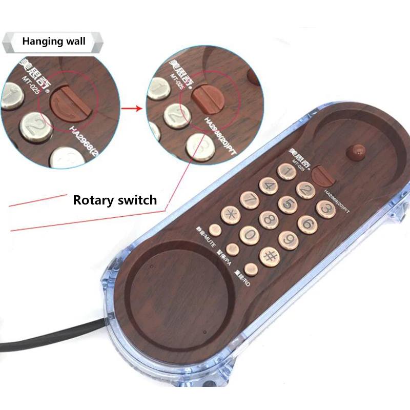 Мини Ретро висячего телефон с немым повторный набор отрегулировать Мелодия пауза установлен Подсветка под старину Телефоны Fixe telefonos де Каса