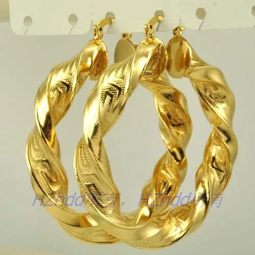 2 16 Inch 55mm Thick 18k Yellow Gold Plated Hoop Earring Greek Key 2 16 Inch 55mm Thick 18k Yellow Gold Plated Hoop Earring Greek Key Solid Gp Whole