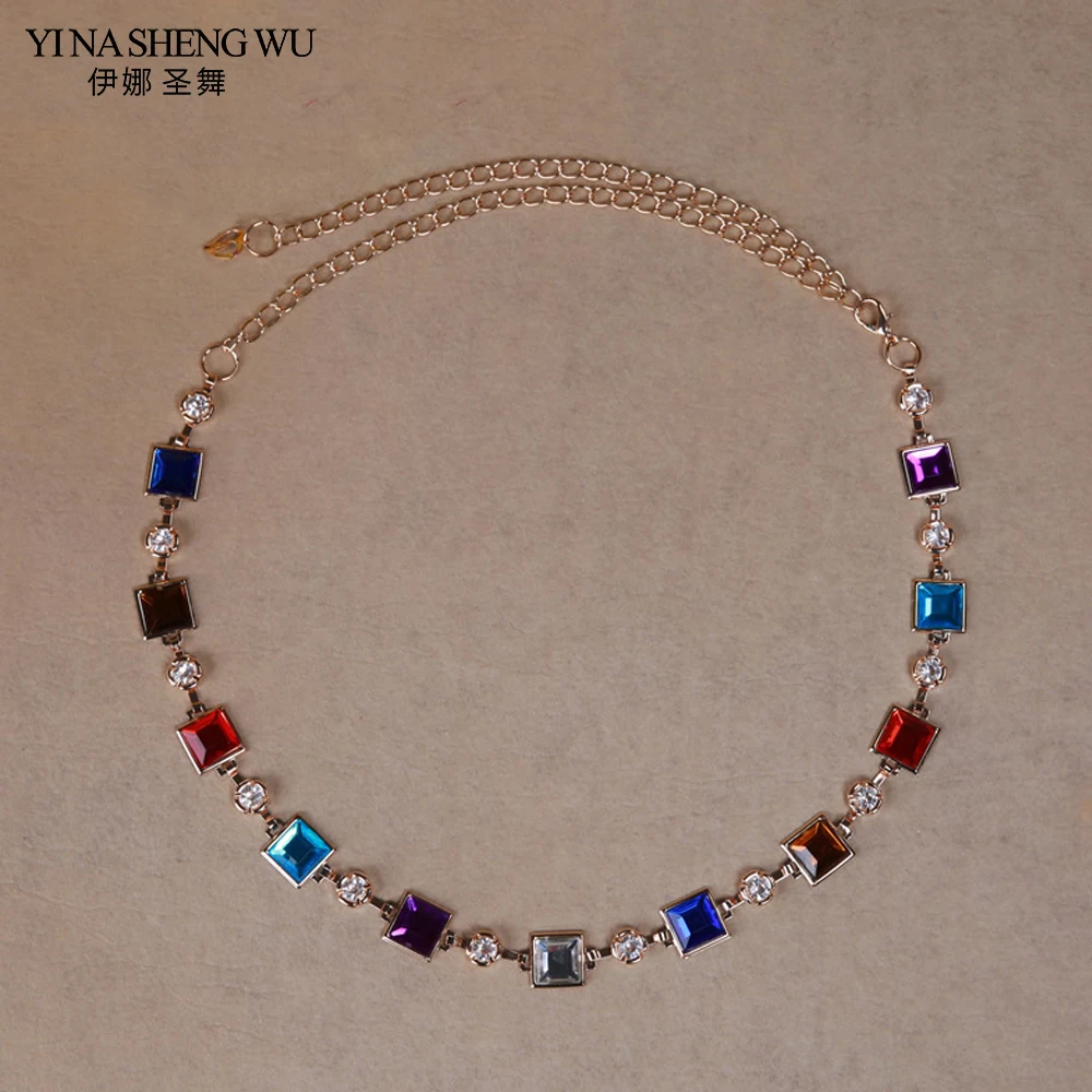 2018 Newest Oriental Dance Accessories Belly Dance Rhinestone Belt Women Belly Dancing Square Sparkle Rhinestone Waist Chain