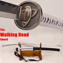 Japanese Samurai Walking Dead Sword Hand Forged Zombie Michonne’s Sharp Katana Swords Real Hamon Folded+1095 Steel Kobuse Blade