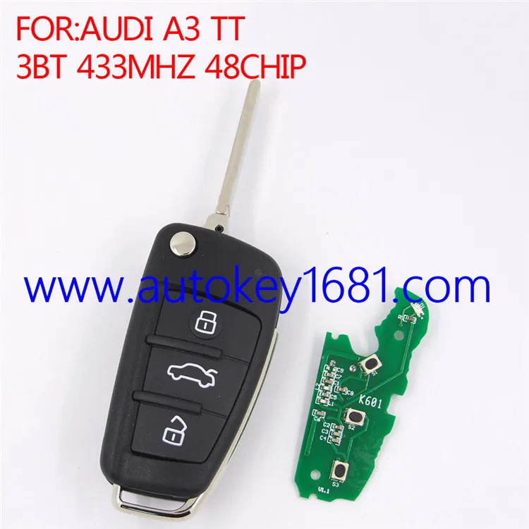 Remote control car key for Audi A3 TT 433MHz ID48 transponder chipkey