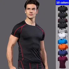 Быстросохнущая Мужская Спортивная Футболка Рашгард для фитнеса, бега, Джерси, Мужская компрессионная футболка для бодибилдинга, тенниса, футбола, тренировки, футболка для спортзала или йоги