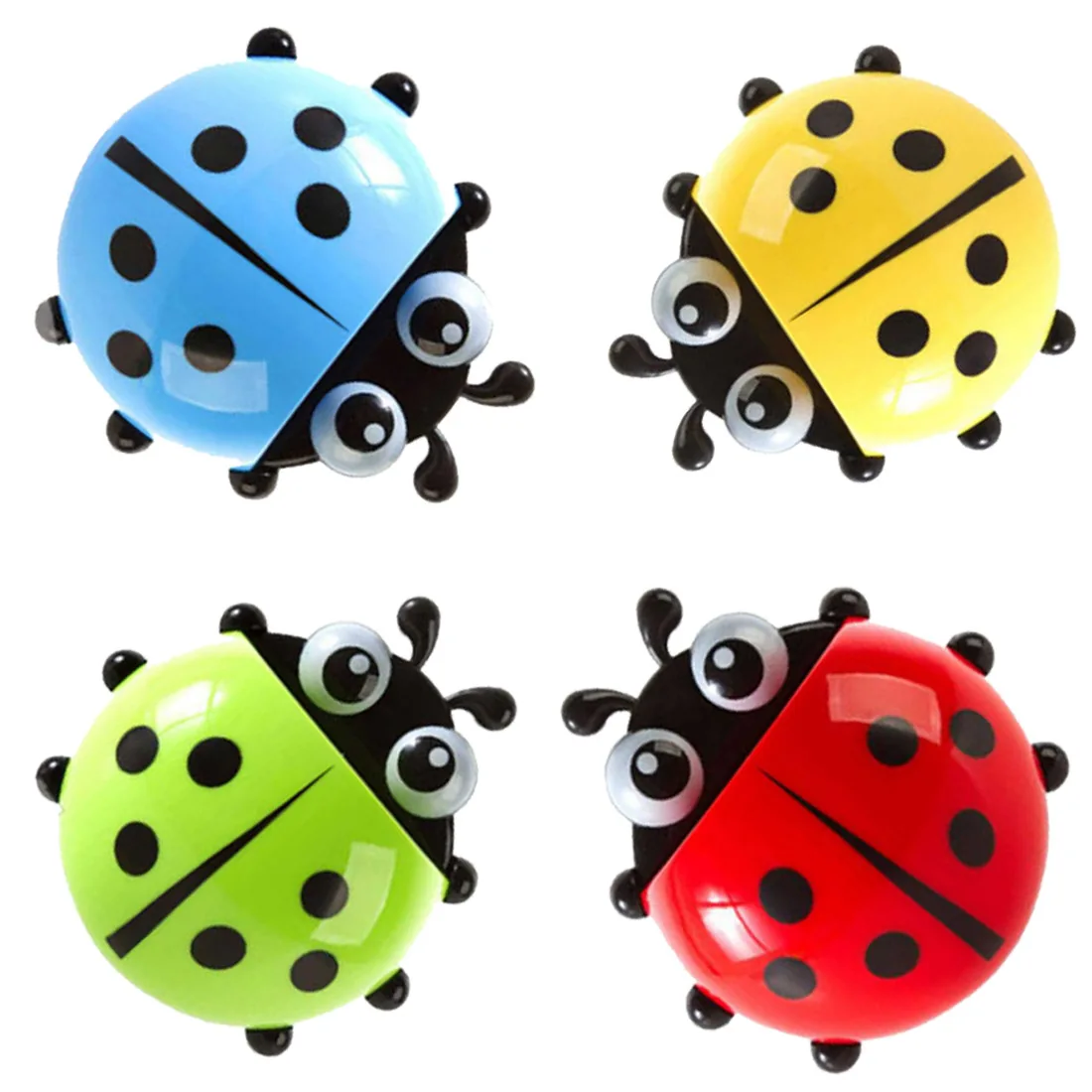 

Hot Lovely Ladybug Cartoon Suction Bathroom Accessories Products Wall Mounted Toothbrush Holder Suction Cup 1 Pcs 2016