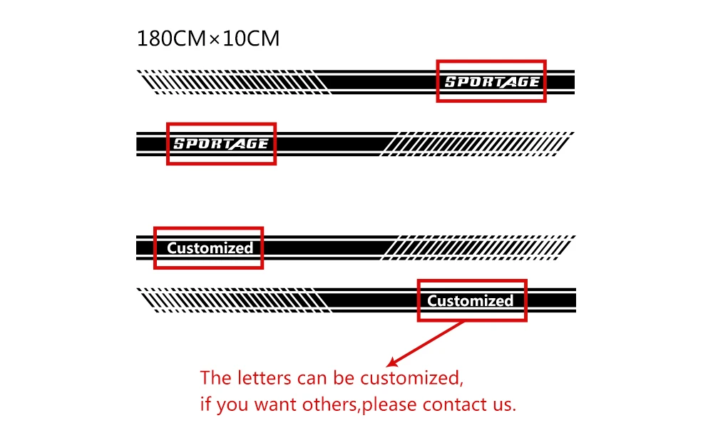 2 шт. наклейки для боковой юбки автомобиля, виниловая пленка, Стильные наклейки, длинные гоночные полосы для KIA SPORTAGE, аксессуары для тюнинга автомобиля