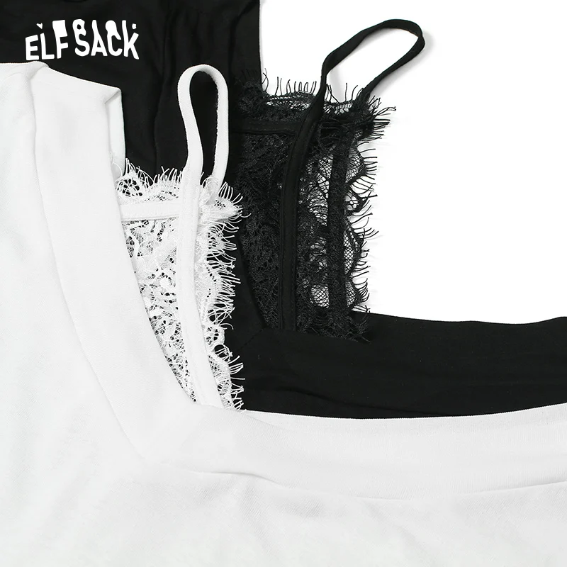 ELFSACK сплошные кружевные лоскутные женские топы стильные футболки с v-образным вырезом Женские футболки летние новые сексуальные футболки с открытыми плечами