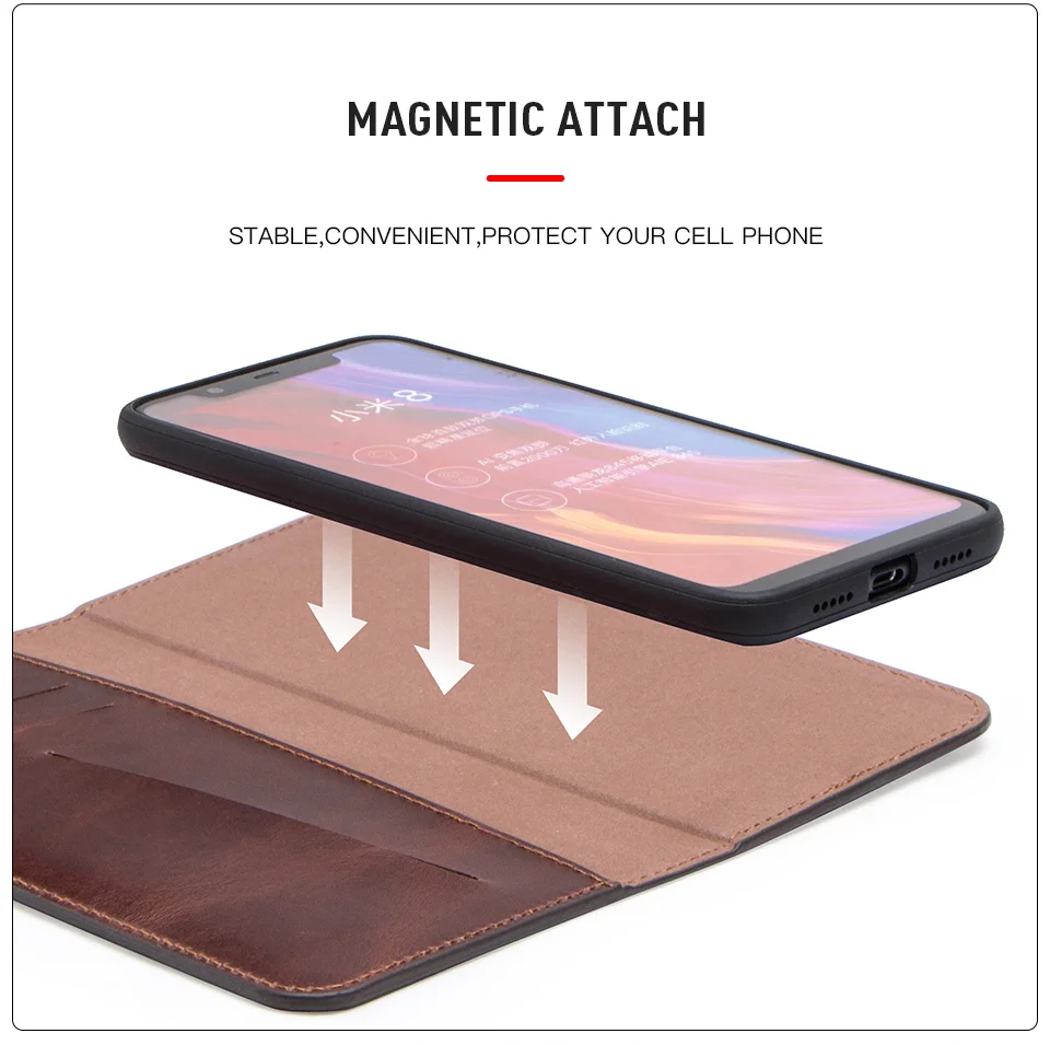 xiaomi leather case color Dành Cho Xiaomi 8 Bao Da Ốp Lưng Ví Da Chính Hãng Coque Flip Cover Ốp Bảo Vệ 360 Cho Xiaomi Nồi Cơm Điện Từ Xaomi 8 Ốp Lưng sang Trọng xiaomi leather case color