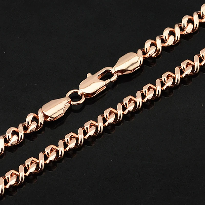 

1pcs 5mm or 7mm Men Women's Unisex Necklaces Chains Rose Gold Color Jewelry 45cm 50cm 55cm E318