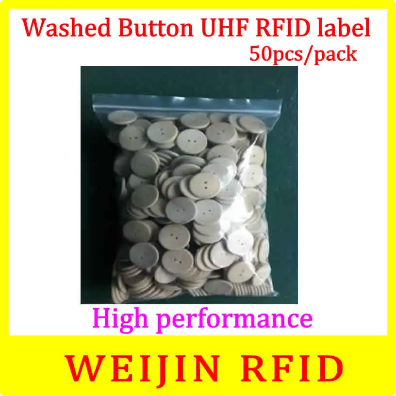

VIKITEK Washed button tag 50pcs per pack 860-960MHZ UHF RFID Alien Higgs3 chip PPS material can be washed free shipping