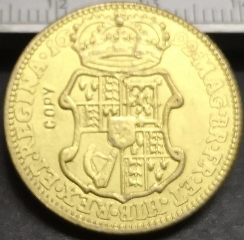 1692 -- Англия 1 Guinea-William &amp Mary. 9999 чистая позолоченная копия монеты | Дом и сад