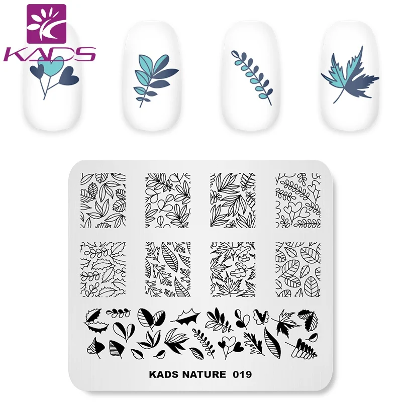 KADS природа 19 Дерево лист изображения ногтей штамповка пластины штамповки для ногтей DIY шаблон пластина для стемпинга для нейл-арта шаблон для ногтей