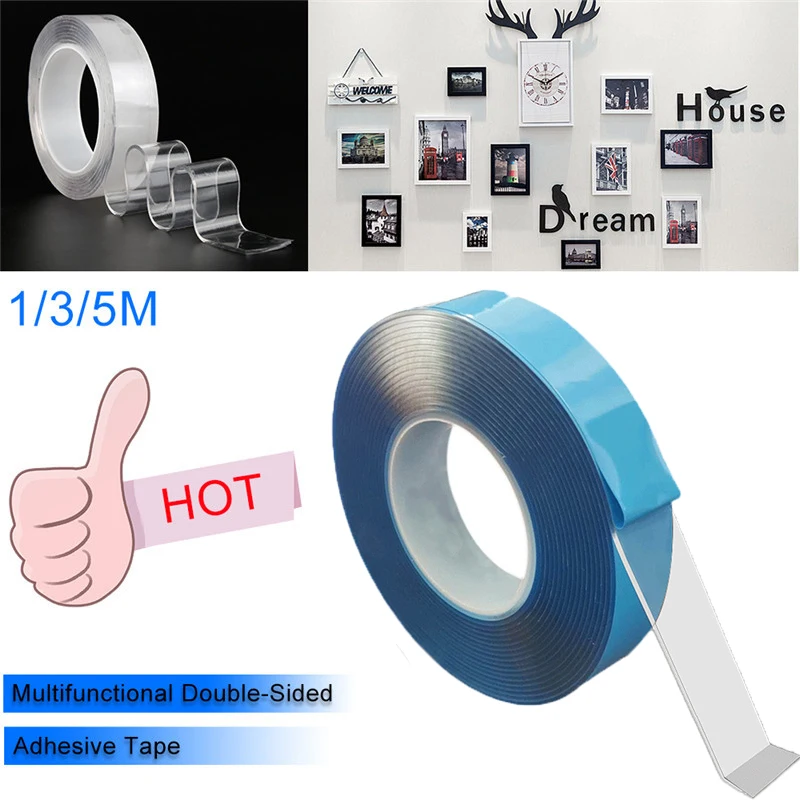 

Reusable More Than 600 Times Double Sided Adhesive Tape Nano Adhesive Tape Washed Transparent Nano Tape No Trace for Home