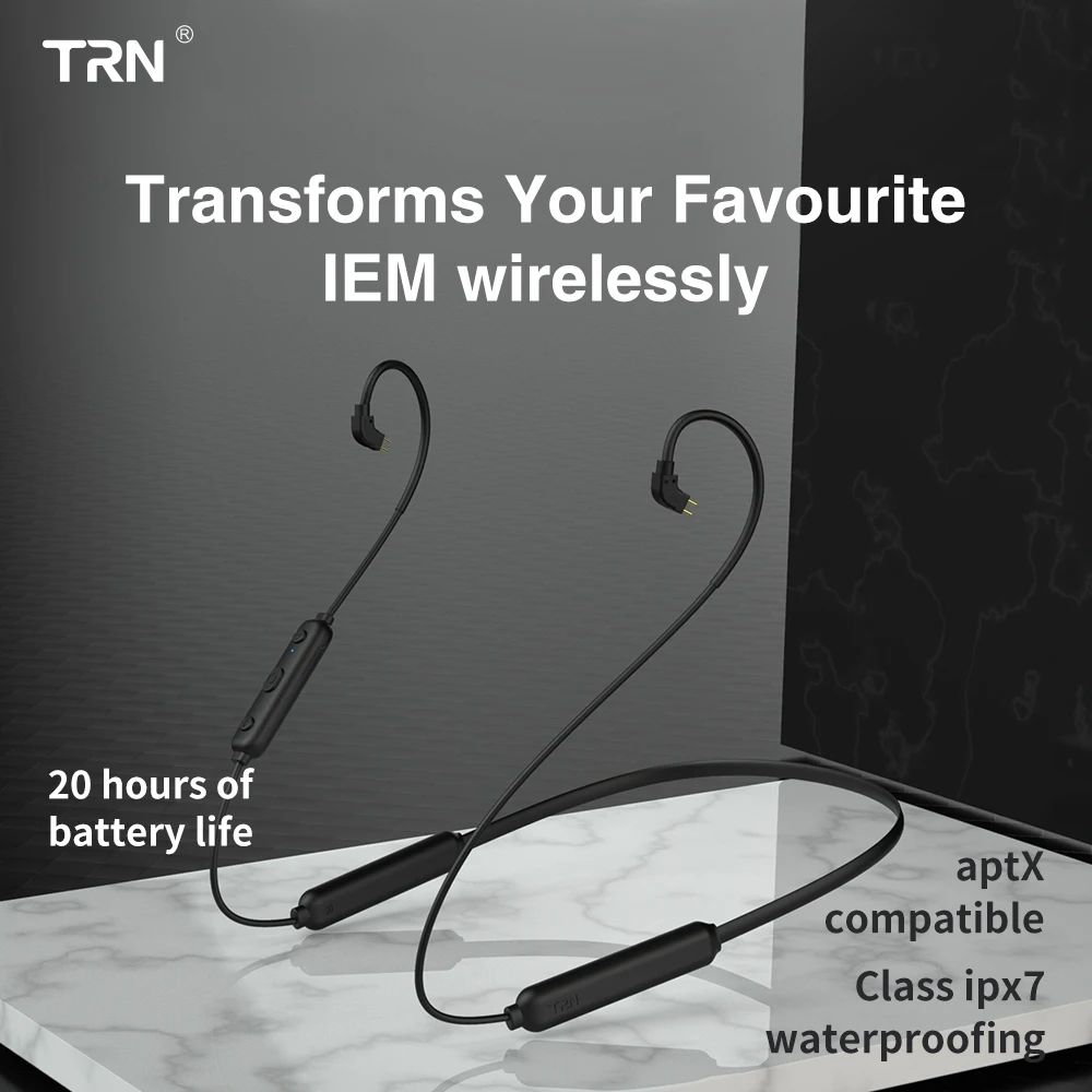 TRN BT3S Upgrate беспроводной Bluetooth 4,2 APT-X 0,75/0,78/MMCX кабель HIFI наушники 2PIN/MMCX использовать для TRN V10 V20 V80 SE215 535
