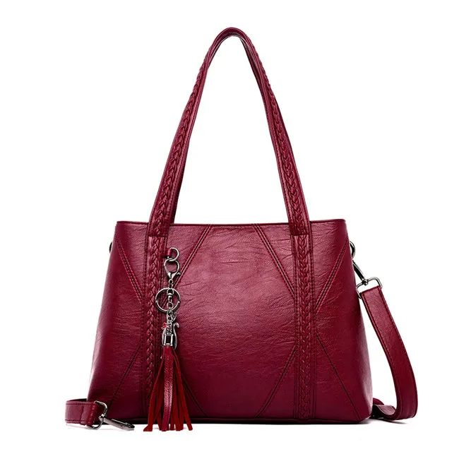 Женские сумки с металлической кисточкой, высокое качество, мягкая натуральная кожа, женская сумка, Большая вместительная сумка на плечо, сумки-мессенджеры, повседневные большие сумки - Цвет: Red