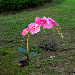 Светодиодный Солнечный светодиодный моделирование розовый Бабочка Орхидея цветок поле резки газон свет