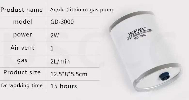 Хопар AC/DC аквариумный воздушный насос автоматический аварийный аккумулятор резервный аквариум кислородный воздушный насос с воздушными камнями двойной выход 240л/ч - Цвет: GD-3000