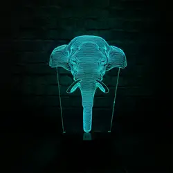 Новый животных Слон 3D светодио дный USB лампа красочный градиент гамма ночник Touh дистанционного мини светодио дный свет Рождественская