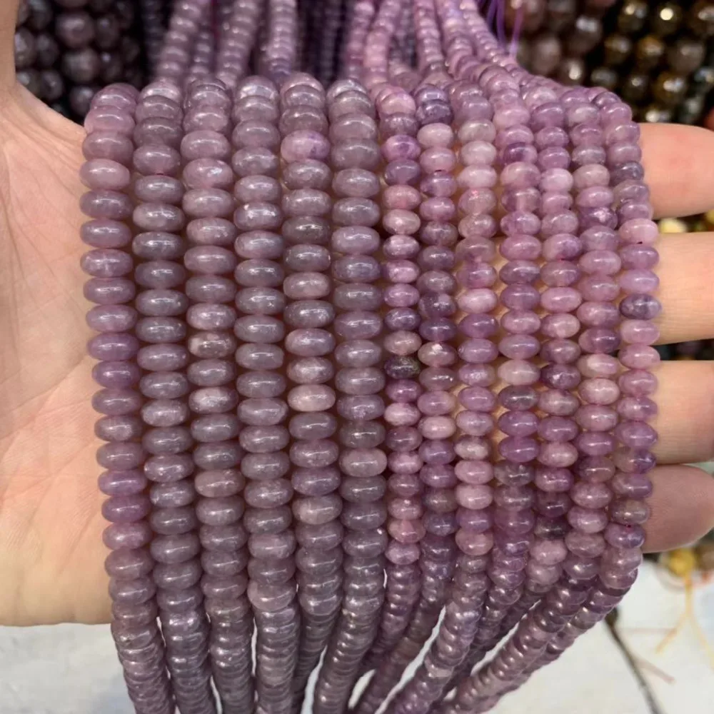 

natural lepidolite jade stone beads natural gemstone beads DIY loose heishi beads for jewelry making strand 15" wholesale !