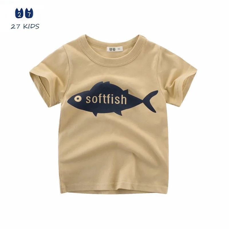 

New 1-8 Years Summer Tops Kids Shirts Boys Soft Fish Print Tshirts Brand Child T-Shirts Cotton Baby Shorts Sleeve Tees Clothes