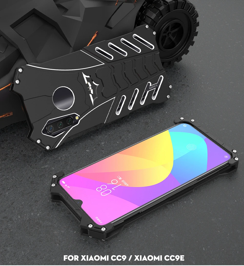 Модный противоударный металлический чехол для Xiaomi Mi CC9(A3 Lite) CC9e(A3), Жесткий Чехол, теплоотвод, Спорт на открытом воздухе+ ремни+ подставка держатель