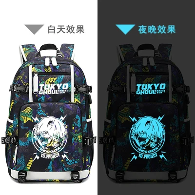 

New Tokyo Ghoul schoolbag laptop bag Men Travel bags USB Kaneki Ken Oxford Backpack