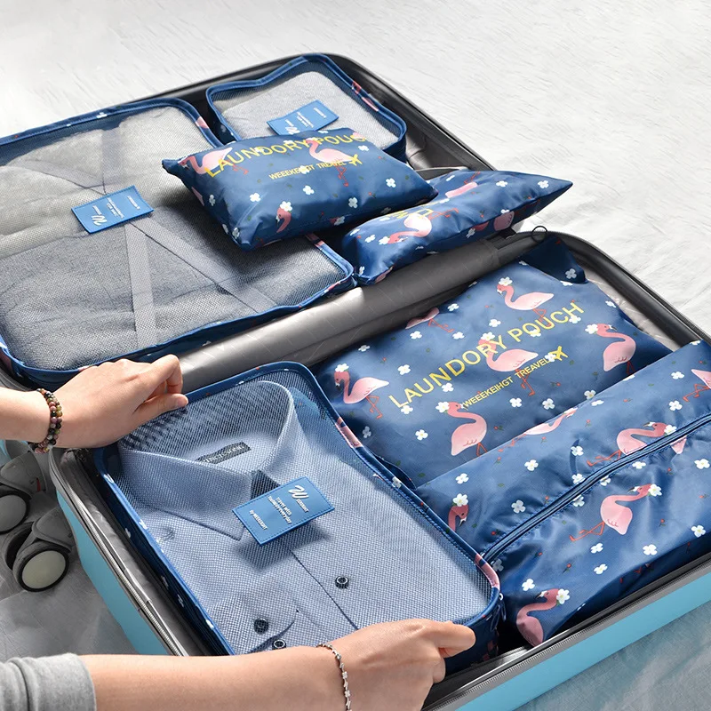 RUPUTIN 7Pcs/set Travel Organizer Suitcase Clothes Finishing Kit Portable Partition Pouch Storage Bags Home Travel Accessories