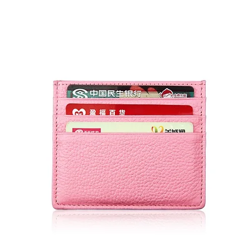 Путешествия унисекс тонкий Visa кредитный держатель для карт кошелек для женщин из натуральной кожи чехол для кредитных карт для мужчин бизнес подарок Lomelobo MDN-KB031 - Цвет: Pink