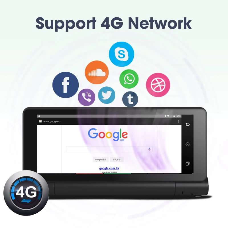 " 4G Автомобильный видеорегистратор gps навигатор с двумя объективами Wifi Bluetooth ADAS автоматическое обратное изображение 1G/16G Android 5,1 видеокамера FHD