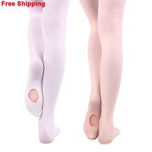 Children Girls Kids Soft Microfiber Ballet Dance Panty Hose Leggings Convertible Dance Ballet Tights With Hole