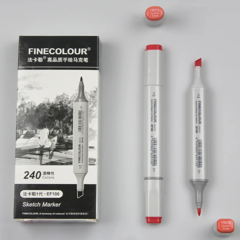 Маркеры Finecolour 8 цветов желтые и красные двусторонние маркеры для творчества