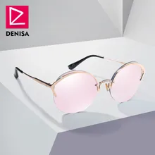 DENISA круглые линзы кошачий глаз солнцезащитные очки для девушек модные трендовые градиентные солнцезащитные очки для женщин полуоправы очки UV400 G22001