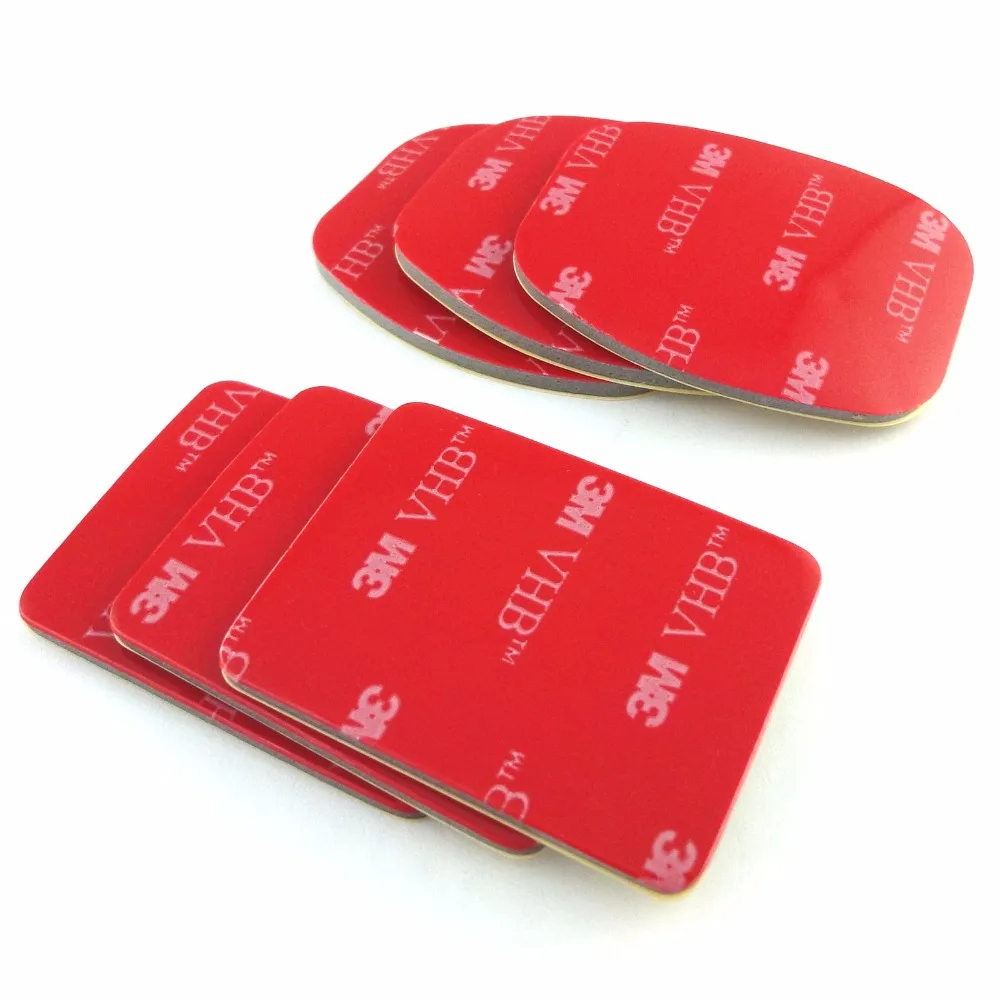 Probty 6Pcs Red 3M VHB Adhesive Sticker 3 Curved 3 Flat Double Side Adhesive Tape For Gopro hero 5 4 3+ 2 3 SJ4000 Helmet Mount camera battery