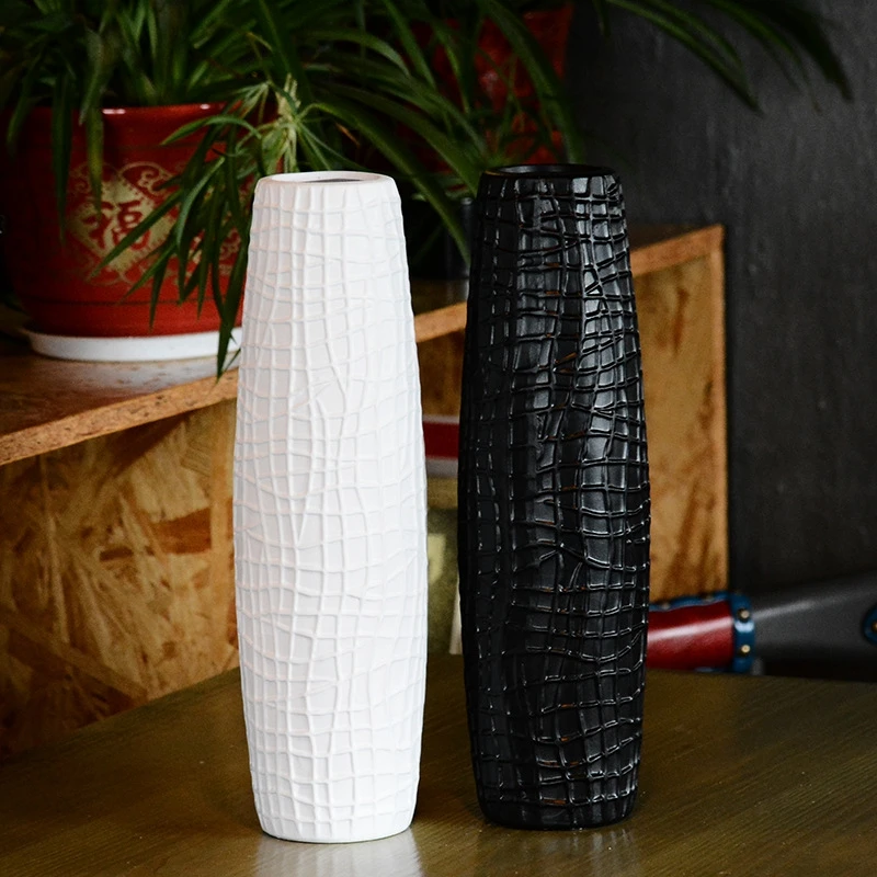 Creative Alligator Pattern Flower Ceramic Vases Simple Black White Vaso