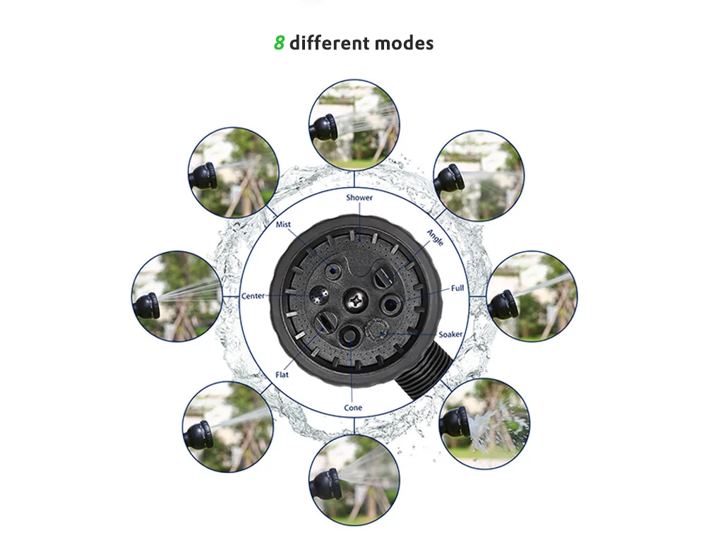 8-Mode Garden Magic Water Spray Head Adjustable Pipe Nozzle