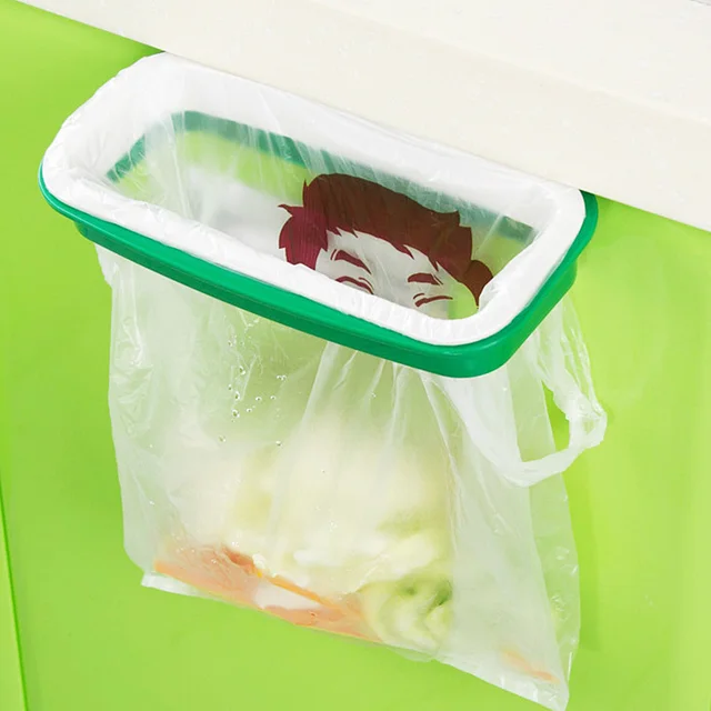 Cheap Portable Cupboard Door Back Hanging Trash Rack Storage Kitchen Garbage Rubbish Bag Can Holder Hanging Kitchen Cabinet Trash Rack