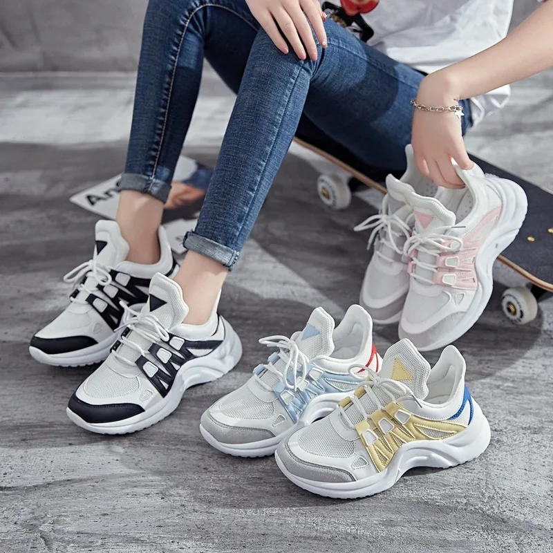 

Breathable Mesh Women Casual Shoe Creepers Platform Vulcanize Shoes Female Fashion Sneakers Lace Up Footwears