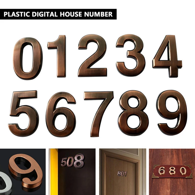 

1pc 5cm 0-9 Modern Plaque Number Digits Sticker Plate Bronze Color Door Number Sign Apartment/Hotel/Car DIY Logo