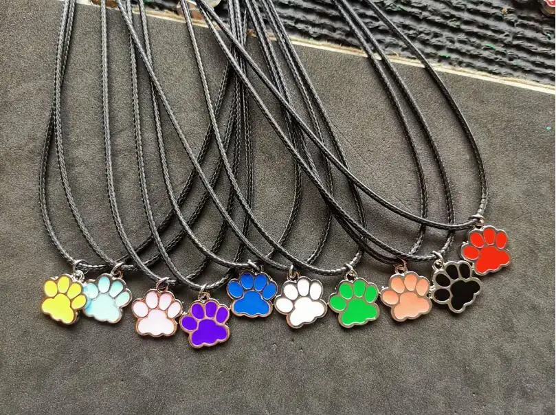 

Newest Design Dog Paw Print Necklaces For Women Leather Rope Clavicular Chain Pendant Necklace Choker Collier Bijoux jewelry