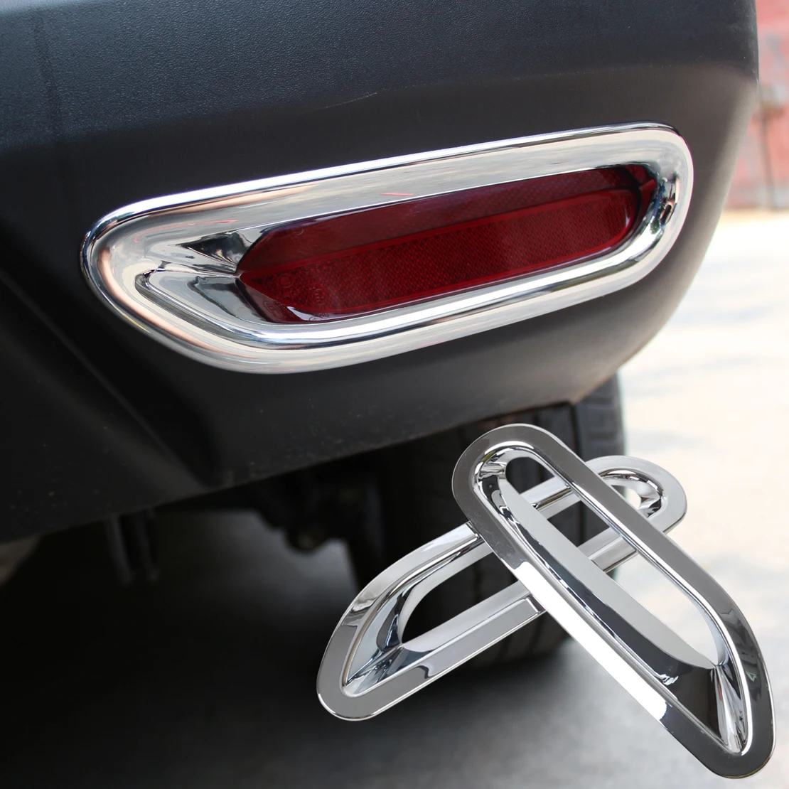 CITALL 2X ABS Plastic Triple Chrome Rear Back Fog Light Lamp Cover Trim Molding For Nissan Qashqai X-Trail (T32) Rogue 2014 2015 |