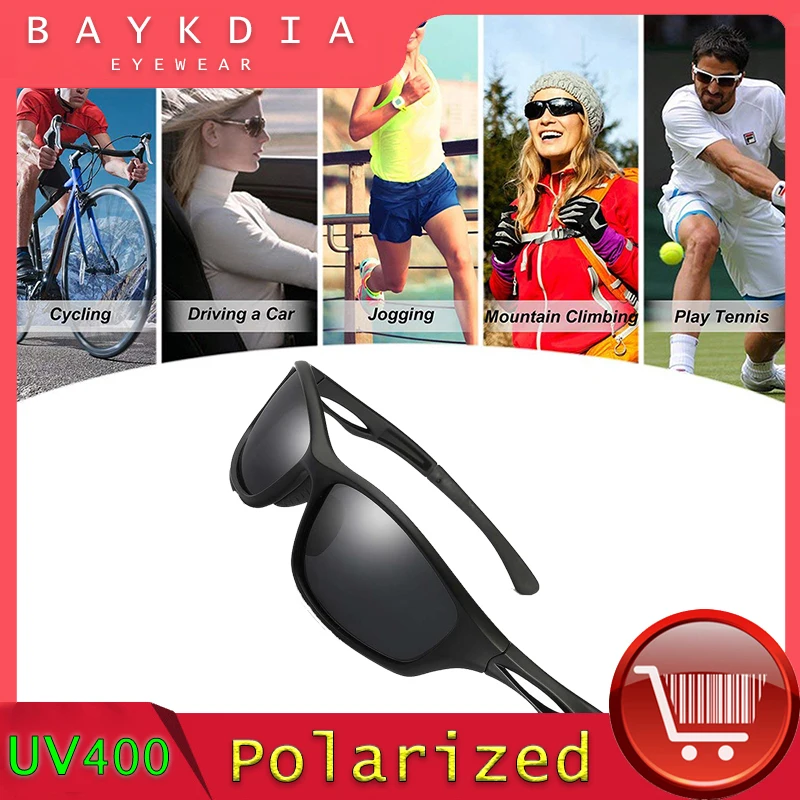 

BAYKDIA Polarized Sports Sunglasses Driving Glasses Shades for Men TR90 Unbreakable Frame for Baseball 607