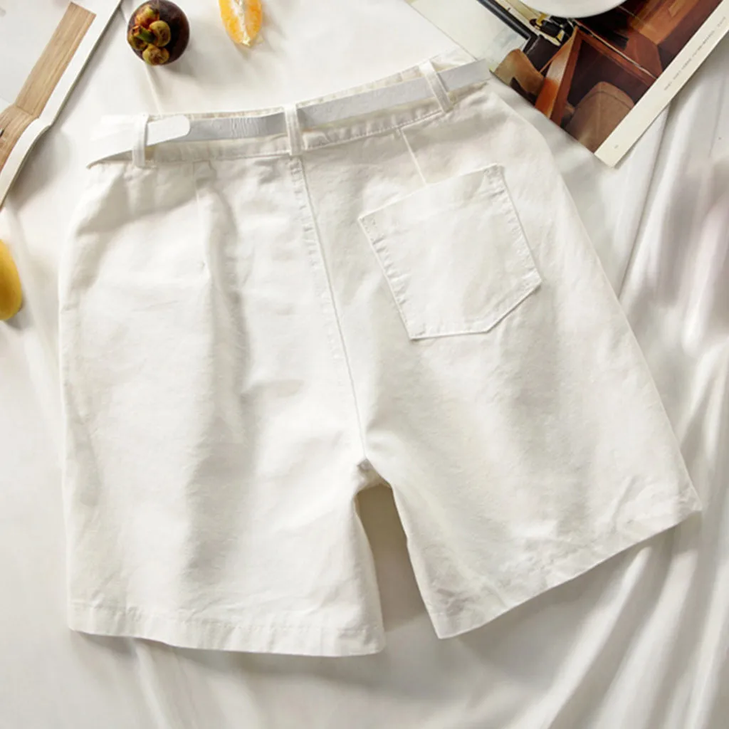 Summer New Fashion Sexy High Waist Shorts Women Beaded Casual Shorts Spodenki Damskie Short Feminino Korte Broek With Belt
