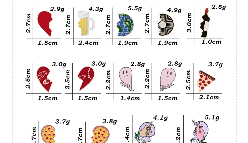 2 шт./компл. женская брошь Разбитое Сердце Винная Бутылка Чашка Пицца брошь женская значки пиджак украшения одежда для женщин рюкзак пины значок металлический бижутерия