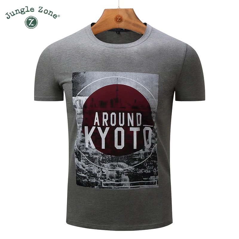 

JUNGLE ZONE Top quality Print T-shirt Summer Men's Short Sleeve t-shirts 100% Cotton t shirt men's casual t shirts 306