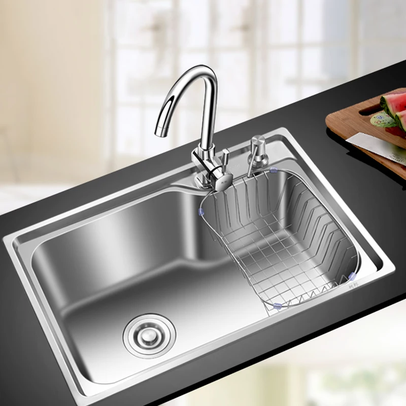 kitchen sink stainless steel Finished brushed single bowl sink kitchen above counter or undermount without faucet kitchen sinks 5